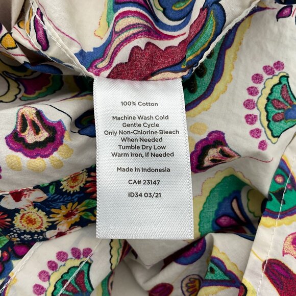 Talbots Cotton Button Front Fitted Colorful Foulard Long Sleeve Shirt XL - Picture 8 of 9